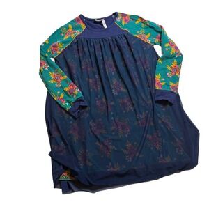 435 by Matilda Jane Floral Mesh Overlay Dress Girls 12‎ Navy Blue Teal Boho